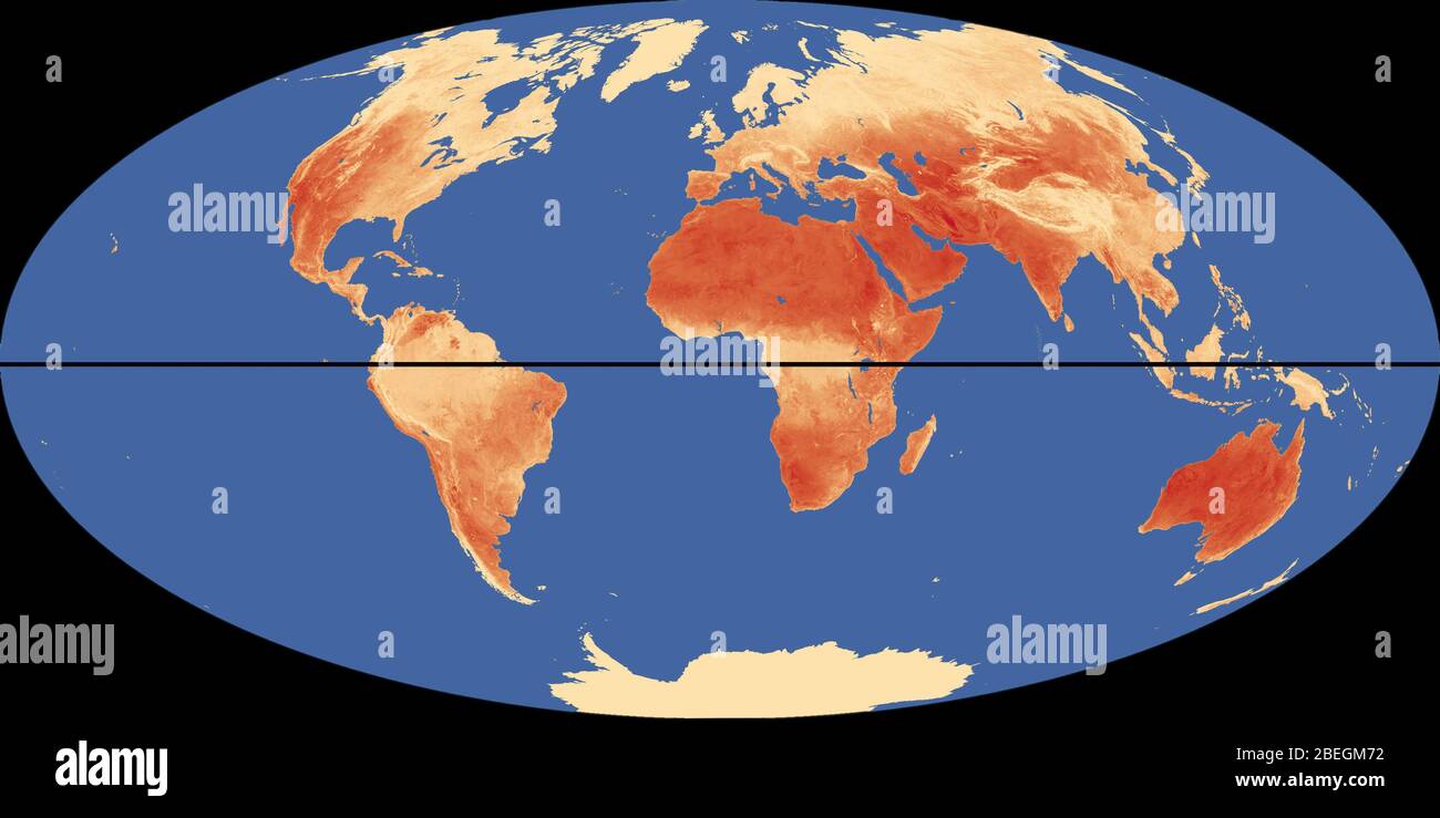 Carte du monde avec Équateur et lieux les plus chauds Banque D'Images