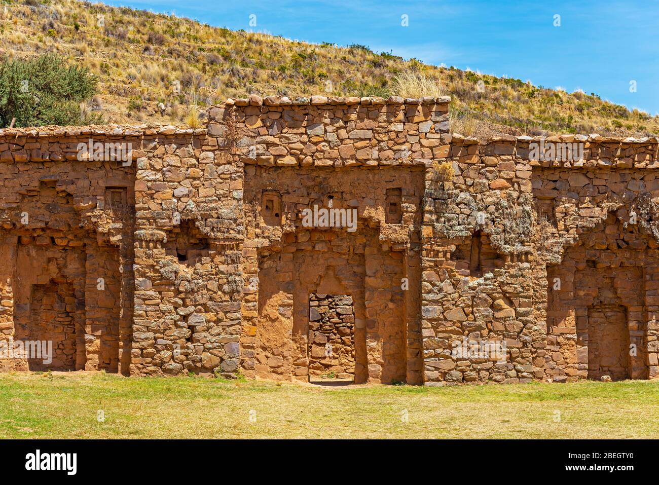 Le temple inca des Virginie choisies sur l'île de la Luna (île de la Lune), le lac Titicaca, Bolivie. Banque D'Images