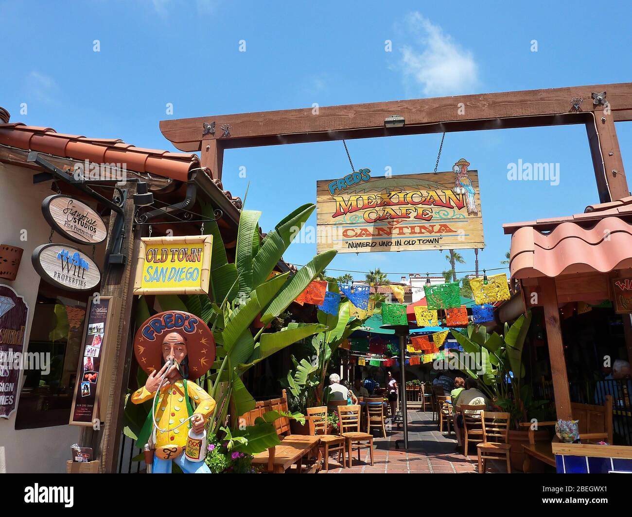 San Diego, 20 AOÛT 2009 - vue extérieure du café mexicain Fred's Banque D'Images