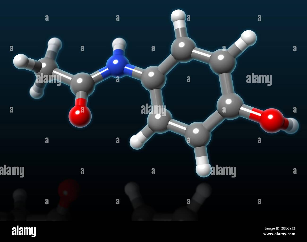 Modèle moléculaire de l'acétaminophène Banque D'Images