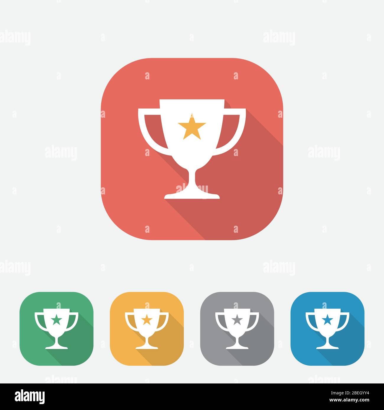 Vector Trophy Cup design icône plate avec long Shadow, icône gagnant, UI, UX, site Web Illustration de Vecteur