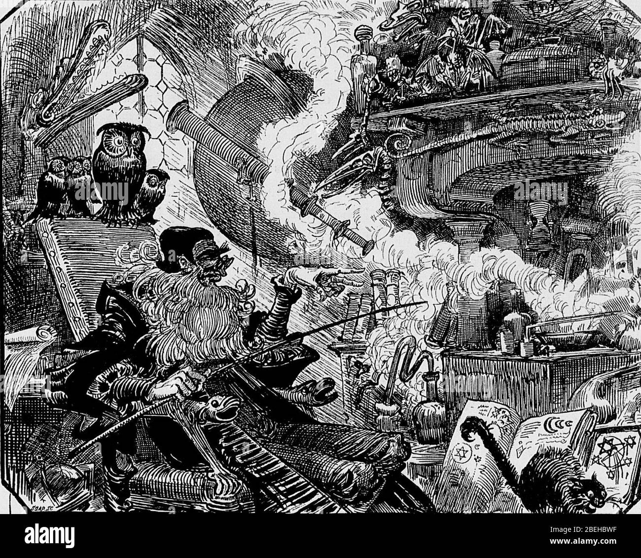 Sa Trippa - Tiers Livre de Rabelais illustraté par Albert Robida, chap. XXV. Banque D'Images