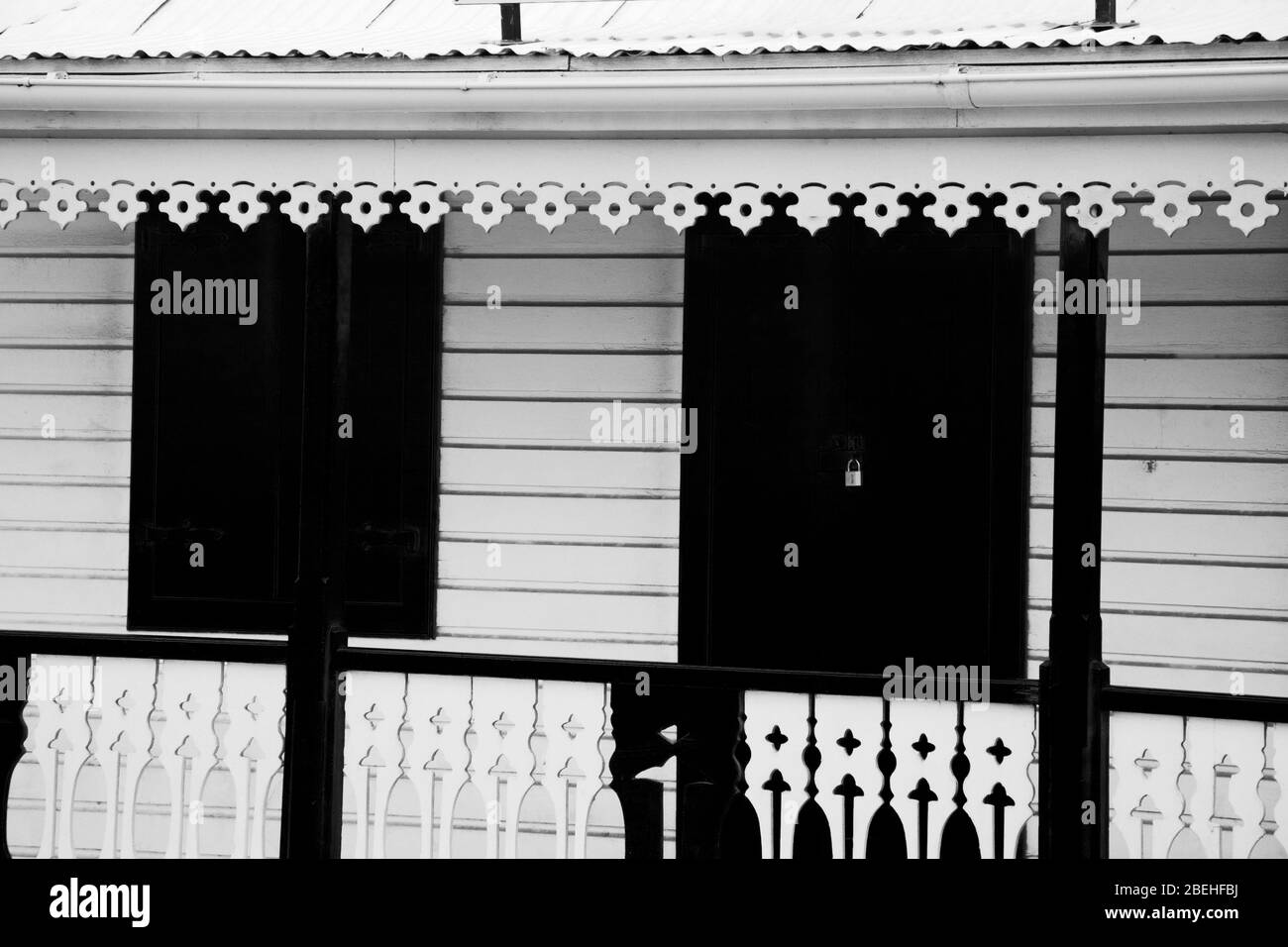 Cottage sur la rue de la République, Marigot City, Ile Saint Martin, Antilles Françaises, Caraïbes Banque D'Images