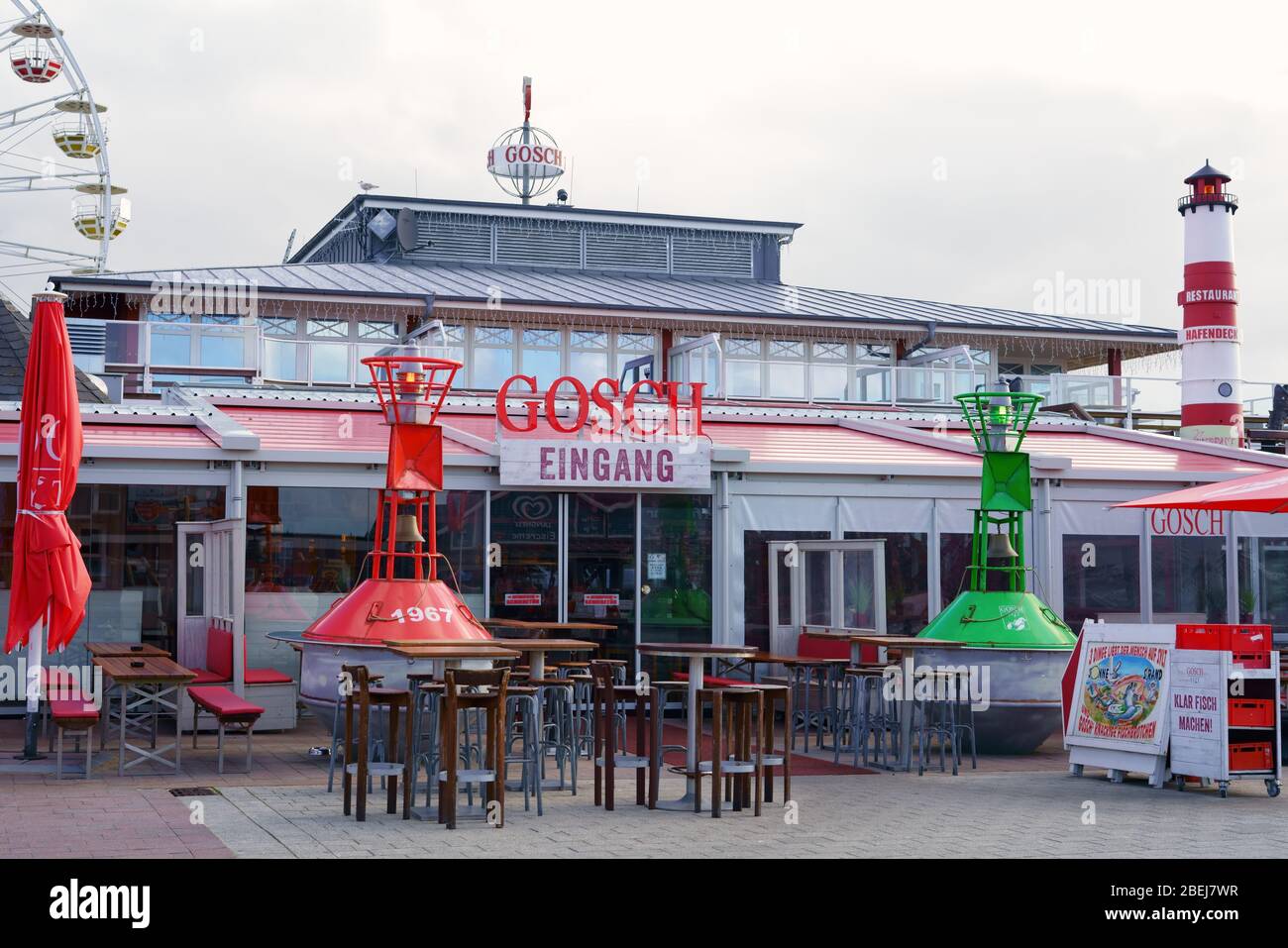 Restaurant de fruits de mer Gosch à List, sur l'île de Sylt, Allemagne. Banque D'Images