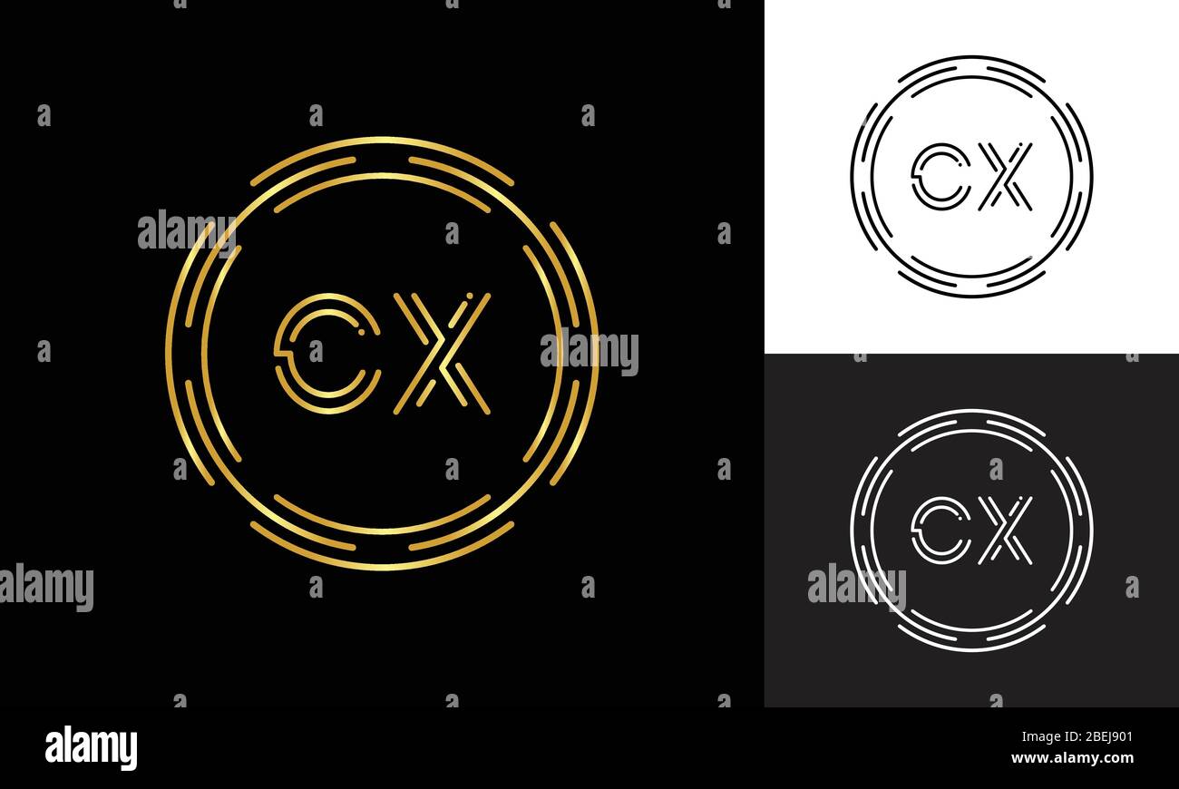 Modèle vectoriel de typographie commerciale avec logo lettre CX initial. Design du logo Digital Abstract Letter CX Illustration de Vecteur