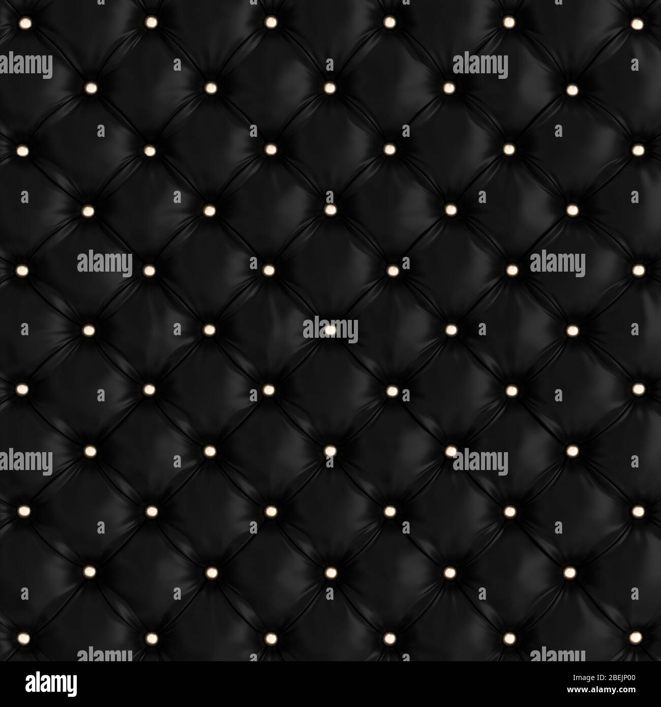 canapé-lit à texture noire avec boutons dorés. pas de place, rendu tridimensionnel. Banque D'Images