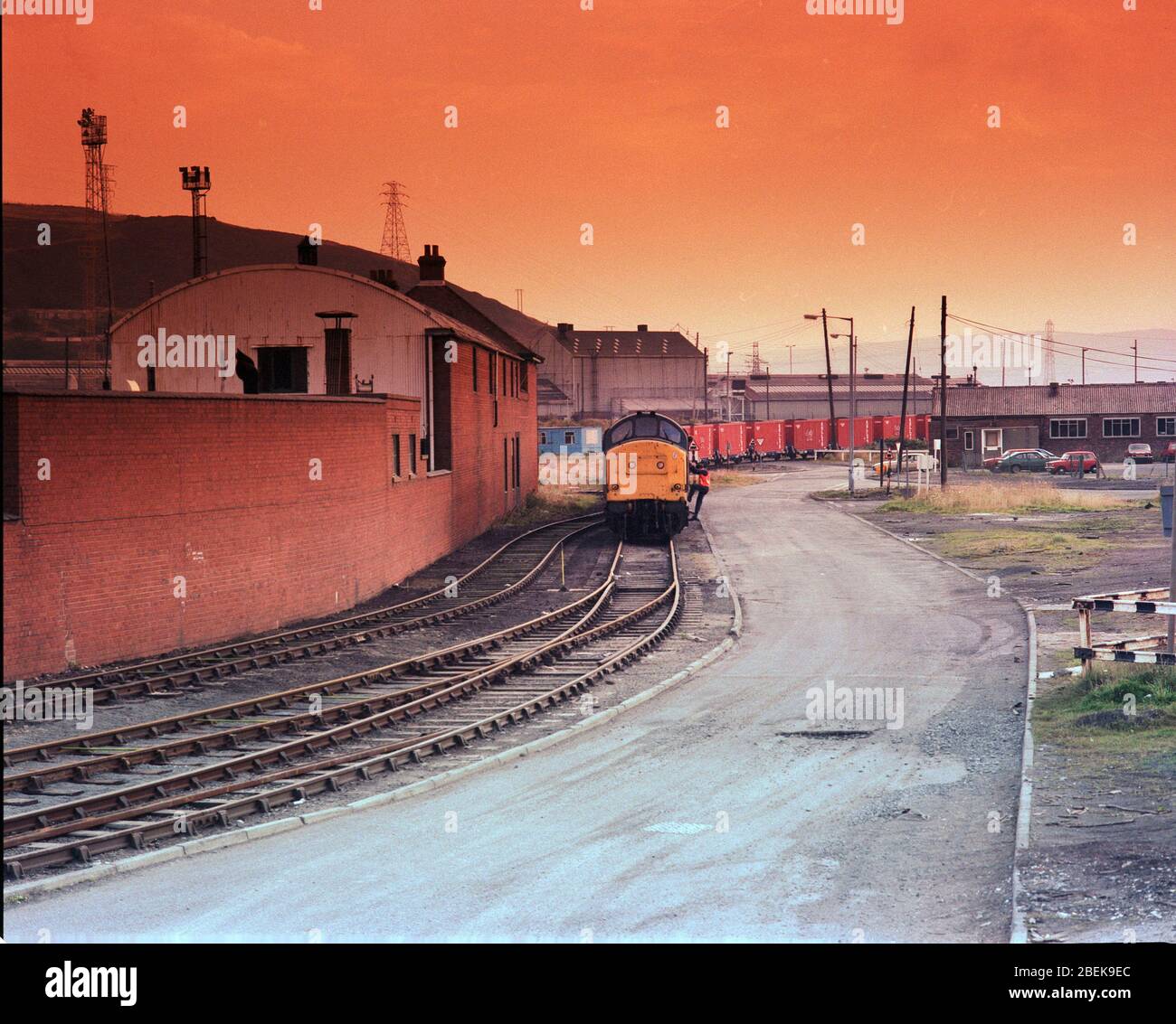 1987, transport ferroviaire du charbon entre Coed Bach et le port de Swansea, Pays de Galles du Sud, Royaume-Uni Banque D'Images