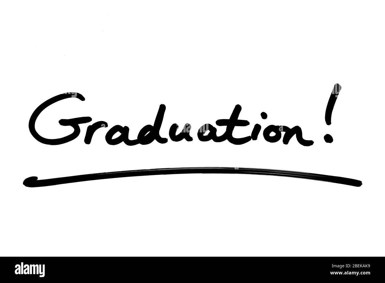 Graduation ! manuscrit sur fond blanc. Banque D'Images