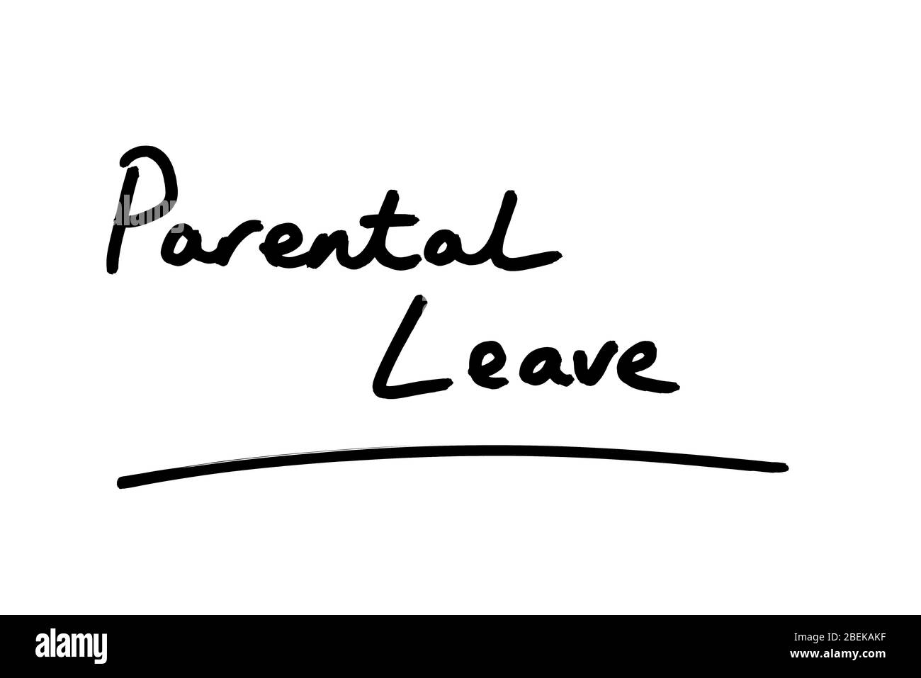 Congé parental manuscrit sur fond blanc. Banque D'Images