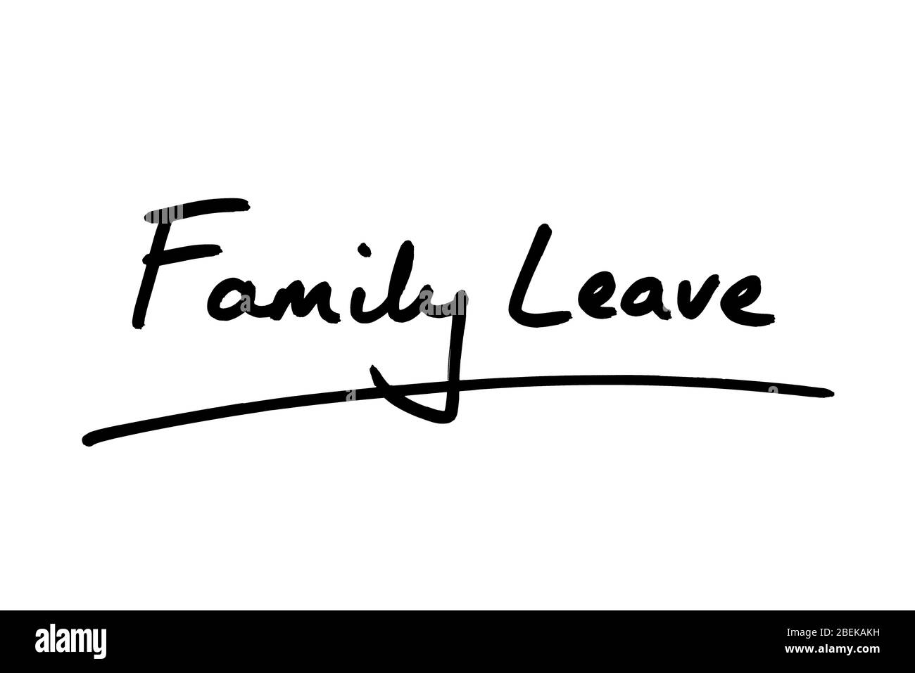 Congé familial manuscrit sur fond blanc. Banque D'Images