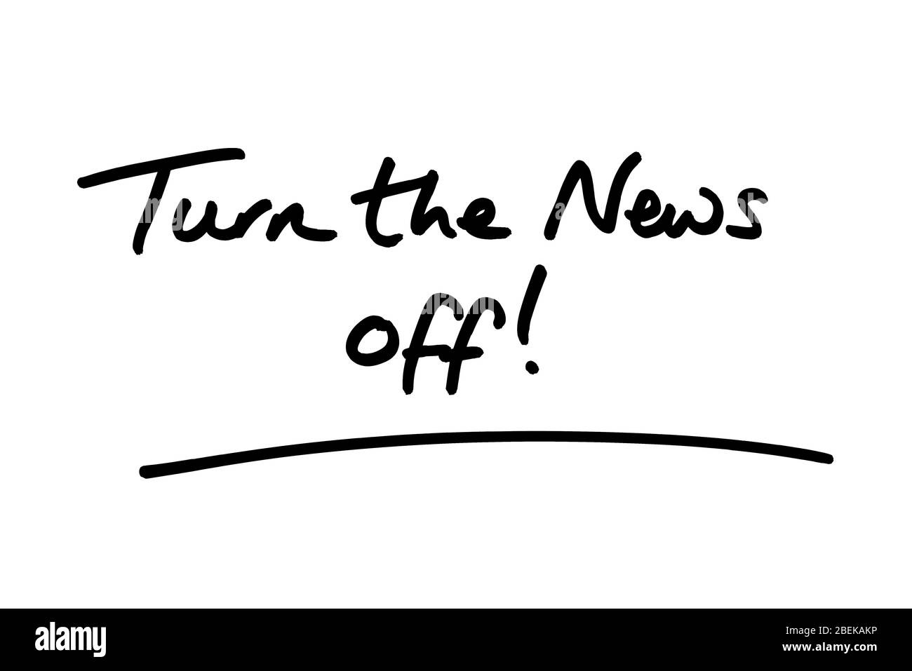 Désactivez l'actualité ! manuscrit sur fond blanc. Banque D'Images