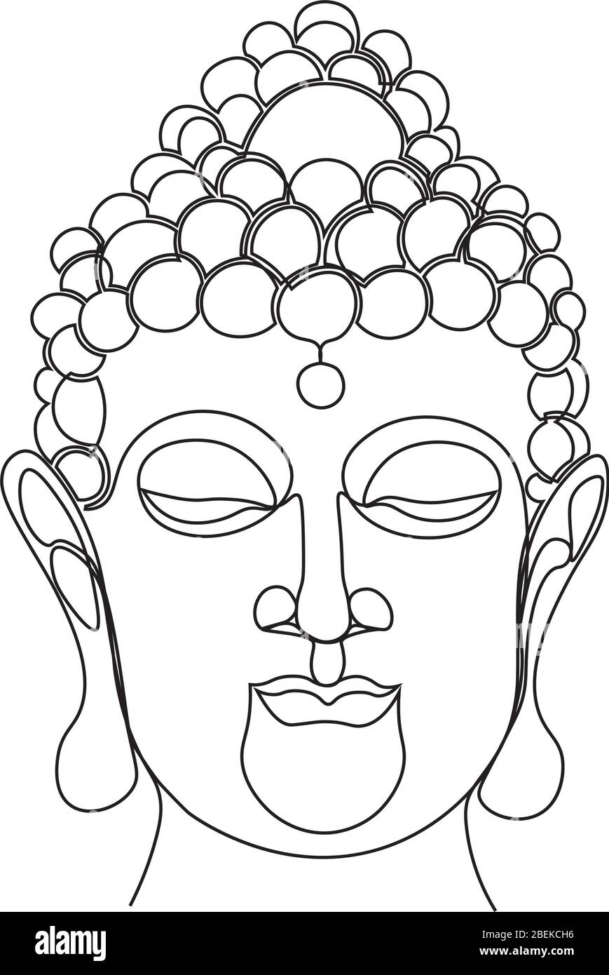 Tête de Bouddha en ligne unique Illustration de Vecteur