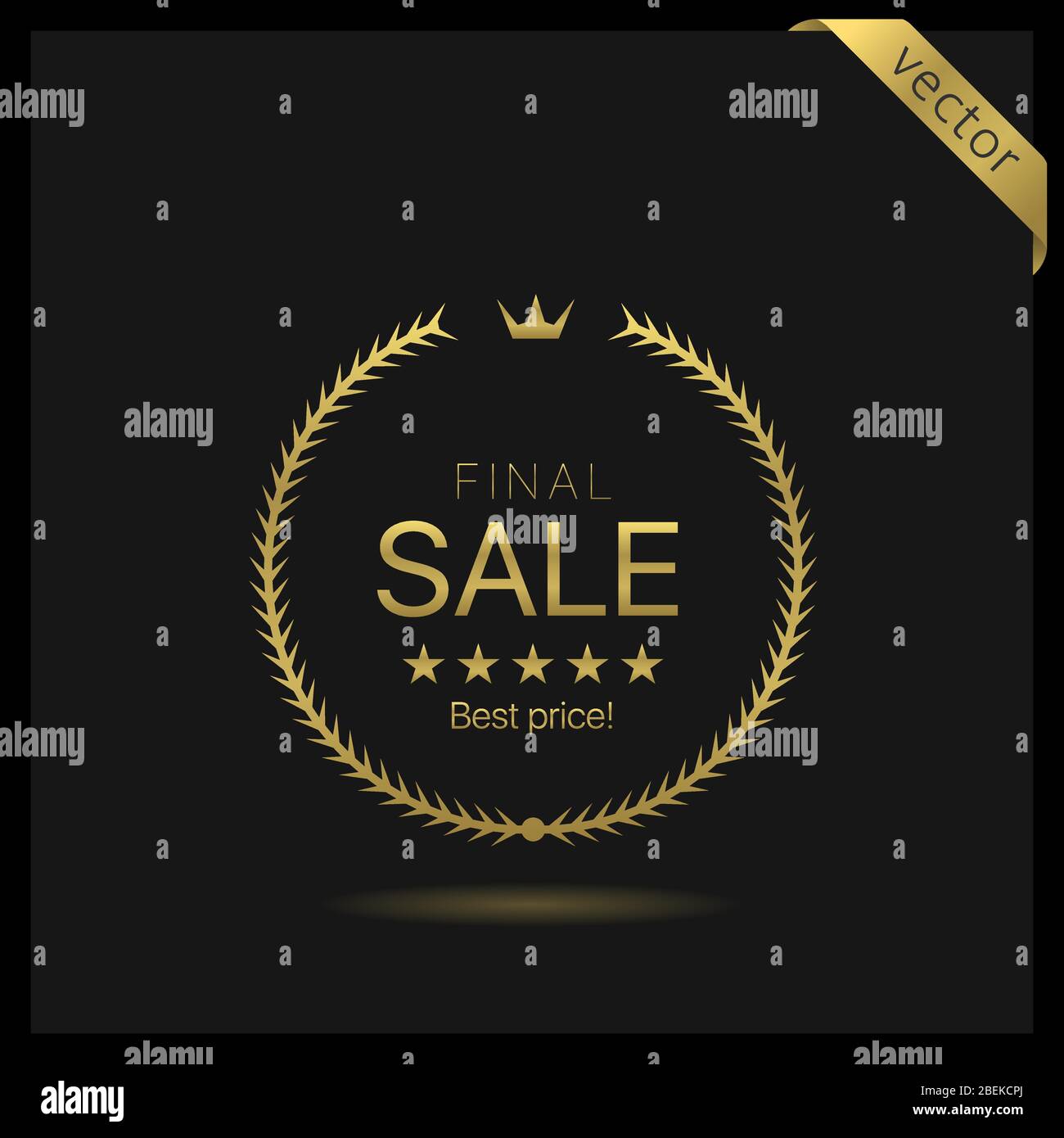 Vente finale icône couronne dorée Illustration de Vecteur