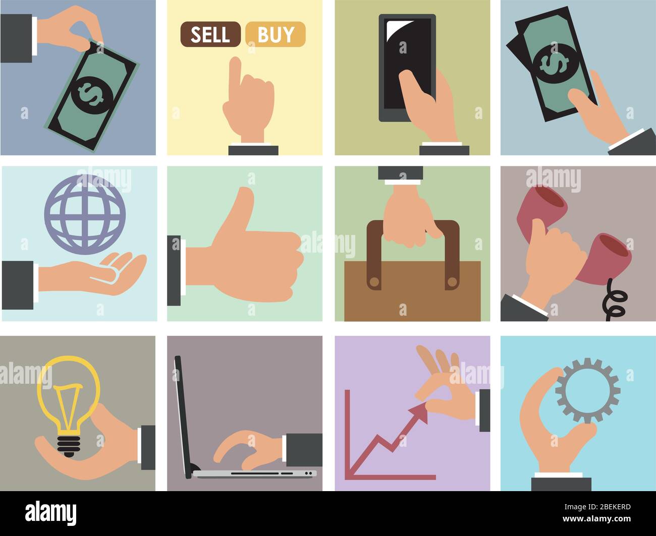 Illustration vectorielle d'un ensemble d'icônes vectorielles de concept commercial et commercial Illustration de Vecteur