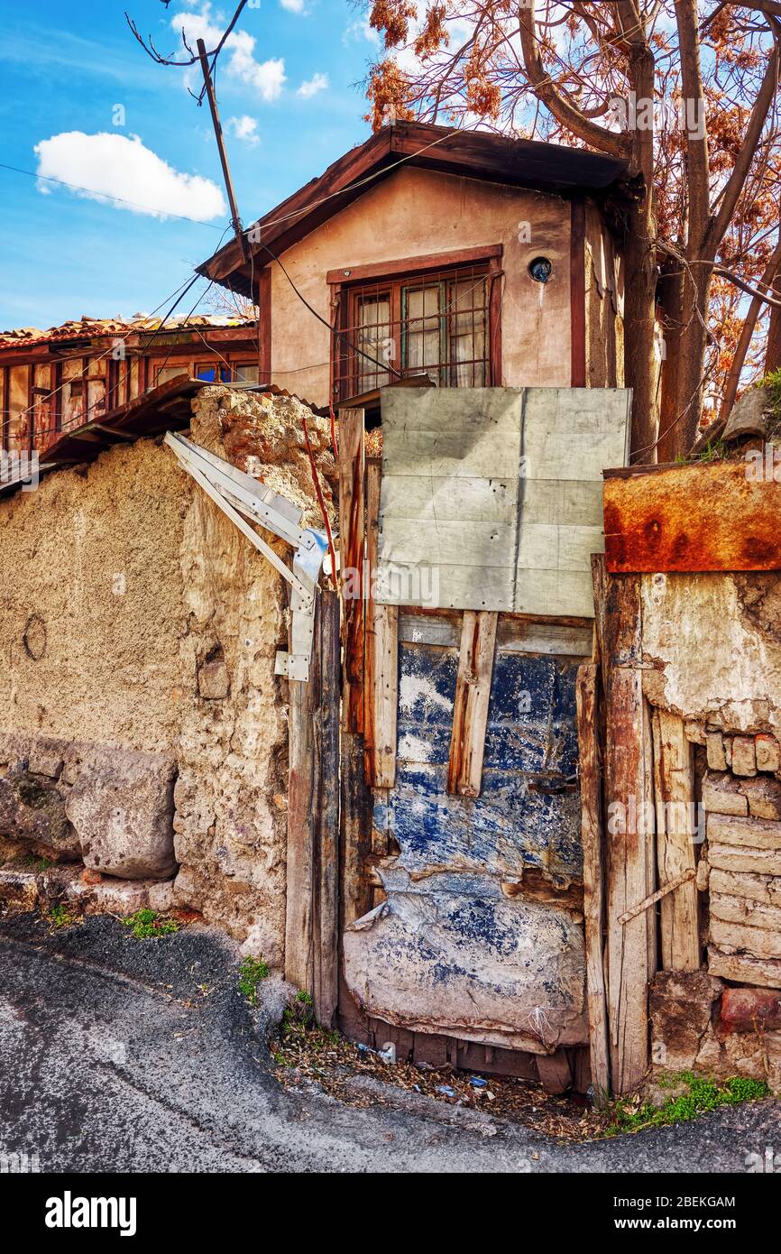 Maison historique abandonnée à Ankara, Ulus, Turquie Banque D'Images