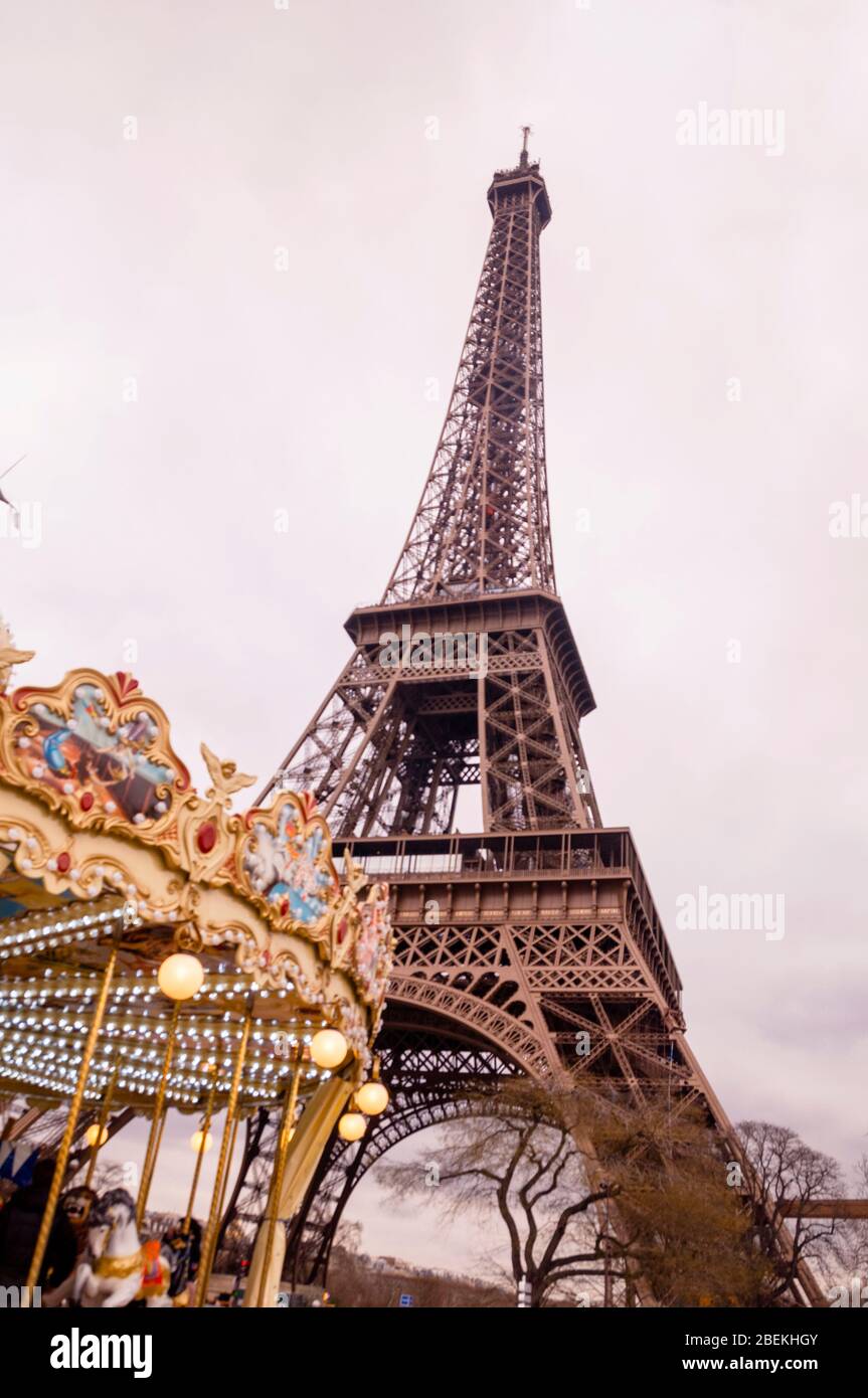 Le Carrousel de la Tour Eiffel à Paris, France. Banque D'Images