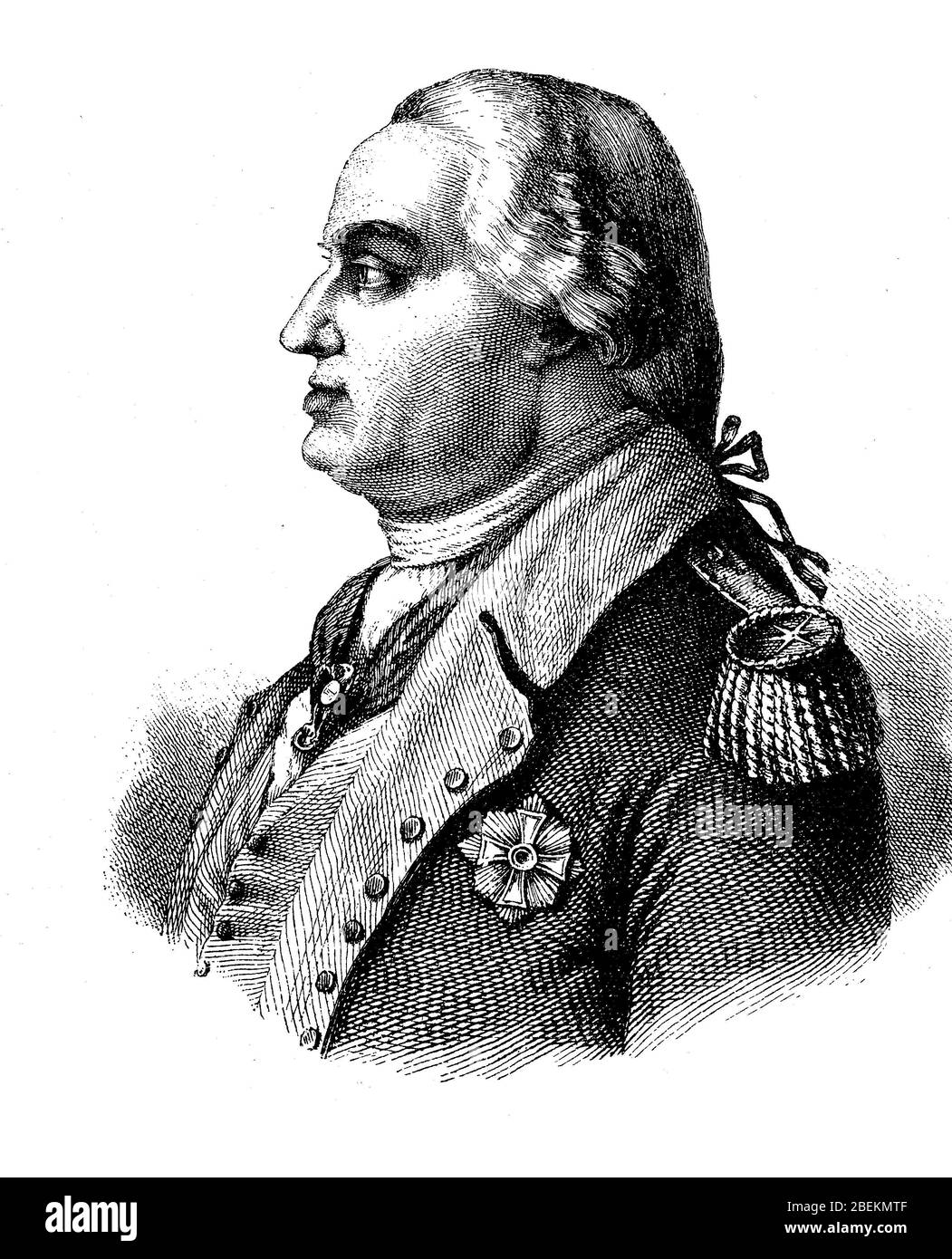 Friedrich Wilhelm Ludolf Gerhard Augustin von Steuben, également connu sous le nom de Baron Steuben, 17 septembre 1730 - 28 novembre 1794, était officier prussien et général américano-américain / Friedrich Wilhelm Ludolf Gerhard Augustin von Steuben, auch bekannt als Baron Steuben, 17. Septembre 1730 - 28. Novembre 1794, guerre ein preußischer Offizier und US-amerikanischer général, Historisch, numérique amélioration de la reproduction d'un original du XIXe siècle / digitale Reproduktion einer Originlage voraus dem 19. Jahrhundert Banque D'Images