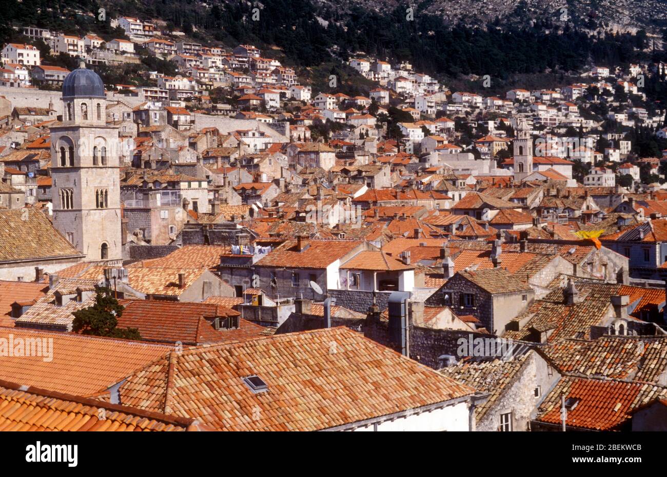 1994 Dubrovnik, Croatie - le centre-ville historique photographié lors d'un trêve d'attentats par l'armée serbe Banque D'Images