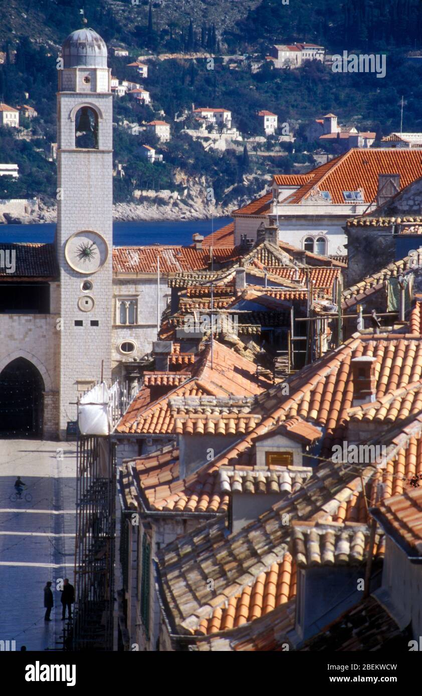 1994 Dubrovnik, Croatie - ville historique représentée lors d'un trêve d'attentats par l'armée serbe Banque D'Images
