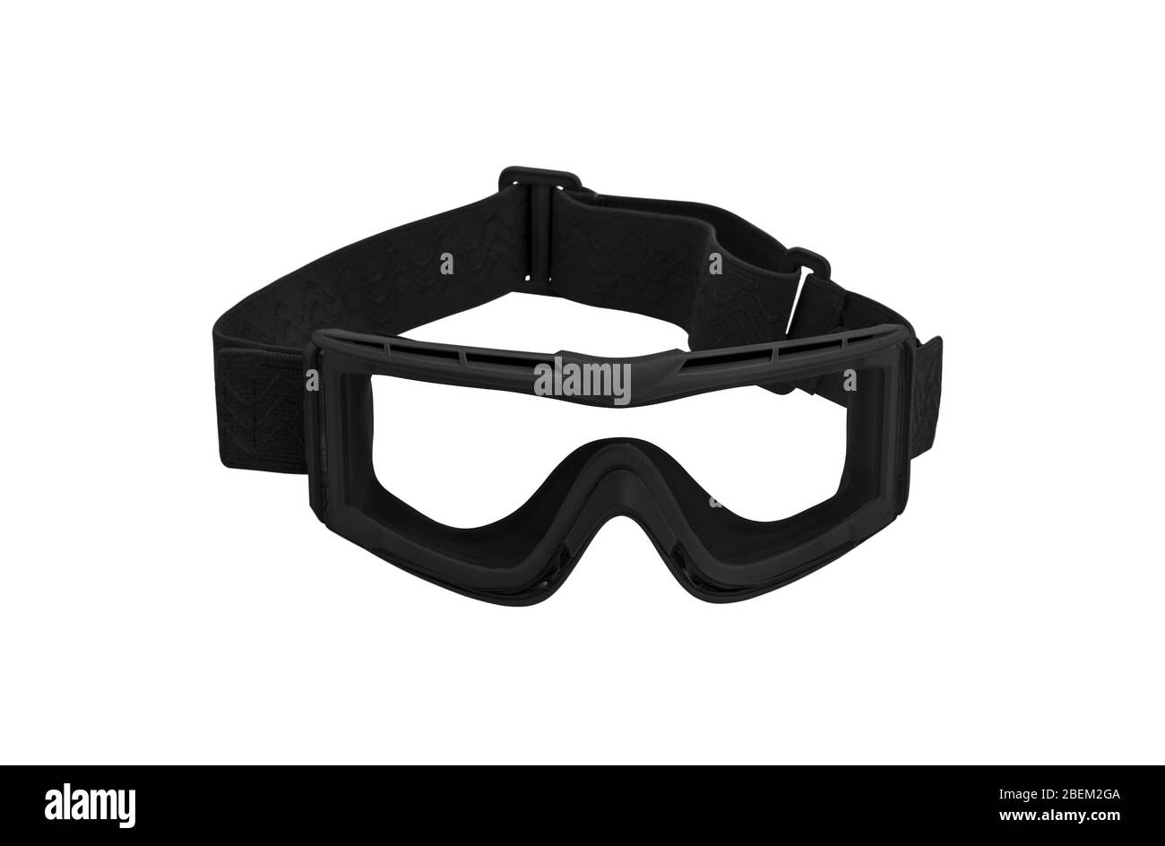 Les lunettes tactiques s'isolent sur un fond blanc. Grands verres fermés pour les combattants de la police et de l'armée. Équipement de protection. Banque D'Images