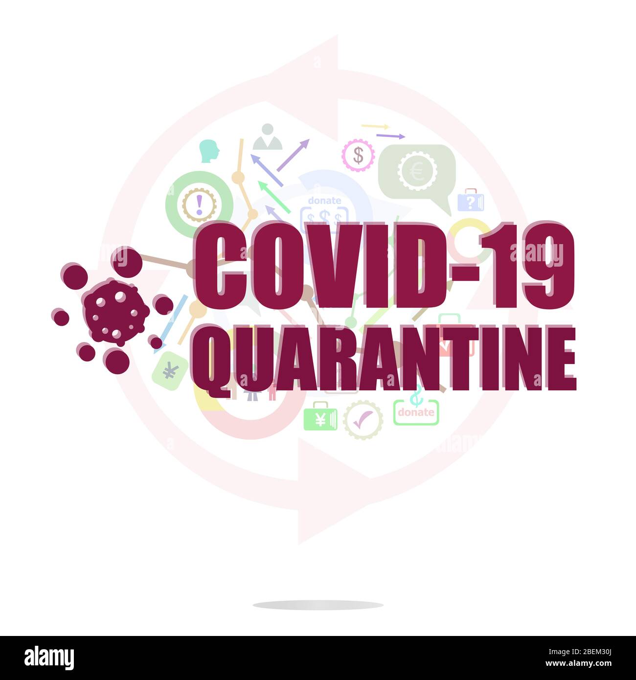 Quarantaine du coronavirus Covid-19. Concept médical pandémique. Signe attention coronavirus. Arrêter le virus corona Banque D'Images