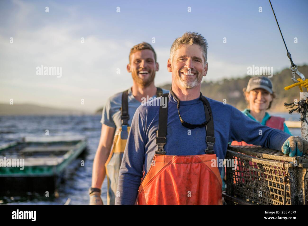 Portrait d'une entreprise familiale d'élevage d'huîtres Banque D'Images