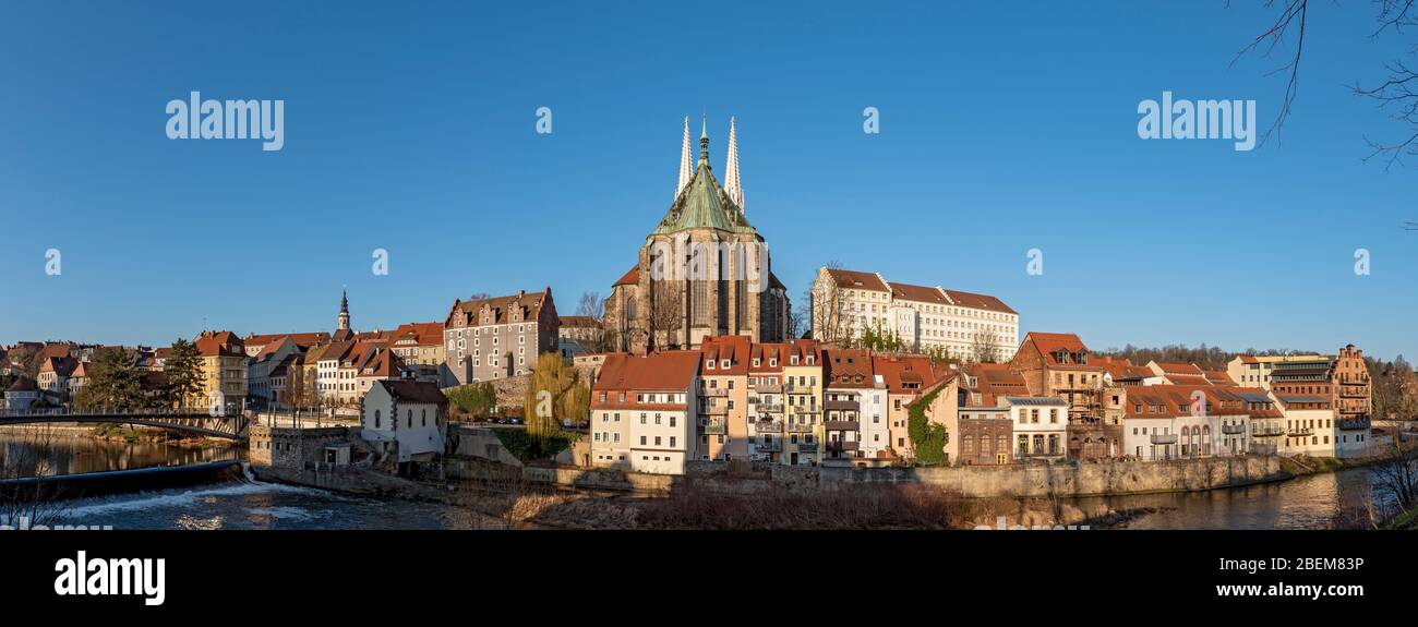 Vue panoramique sur la vieille ville et Peterskirche, Görlitz, Allemagne Banque D'Images
