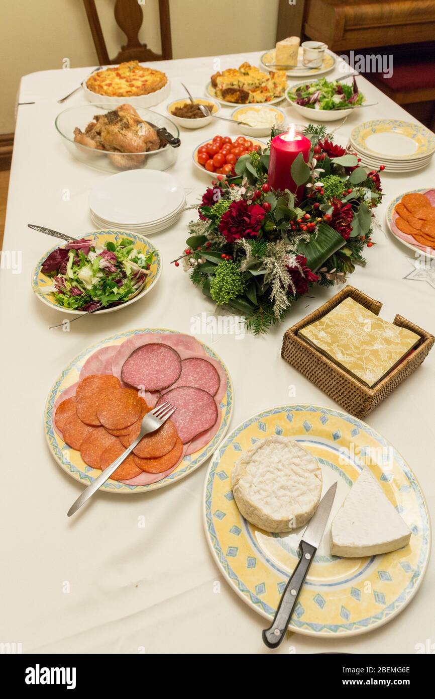 Buffet sur table, Pays de Galles, Royaume-Uni Banque D'Images