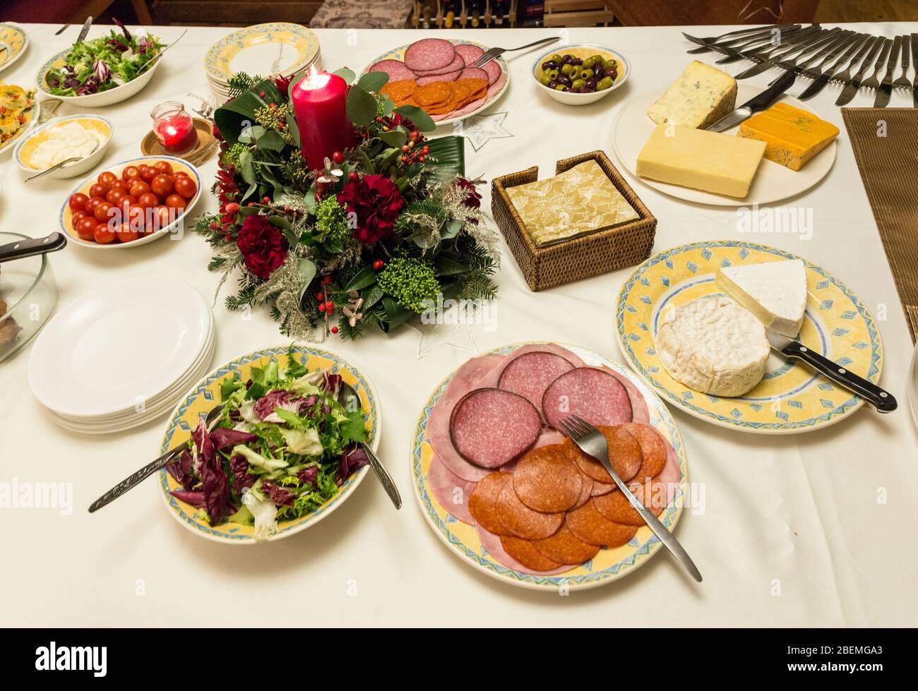 Buffet sur table, Pays de Galles, Royaume-Uni Banque D'Images
