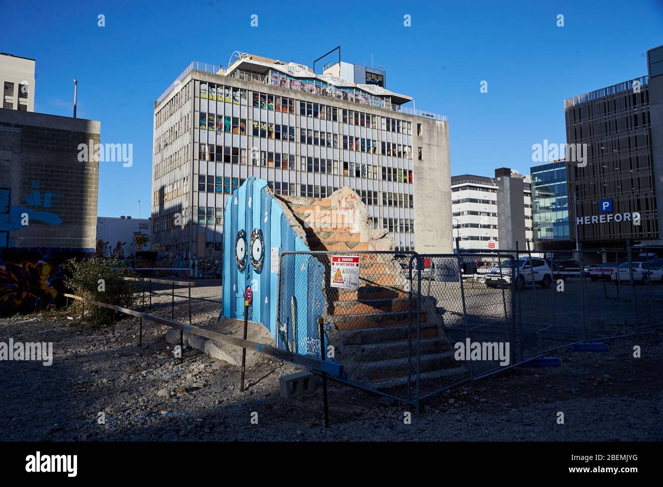 Christchurch, Nouvelle-Zélande - 10 juin 2017 : séisme endommagé bâtiment Banque D'Images