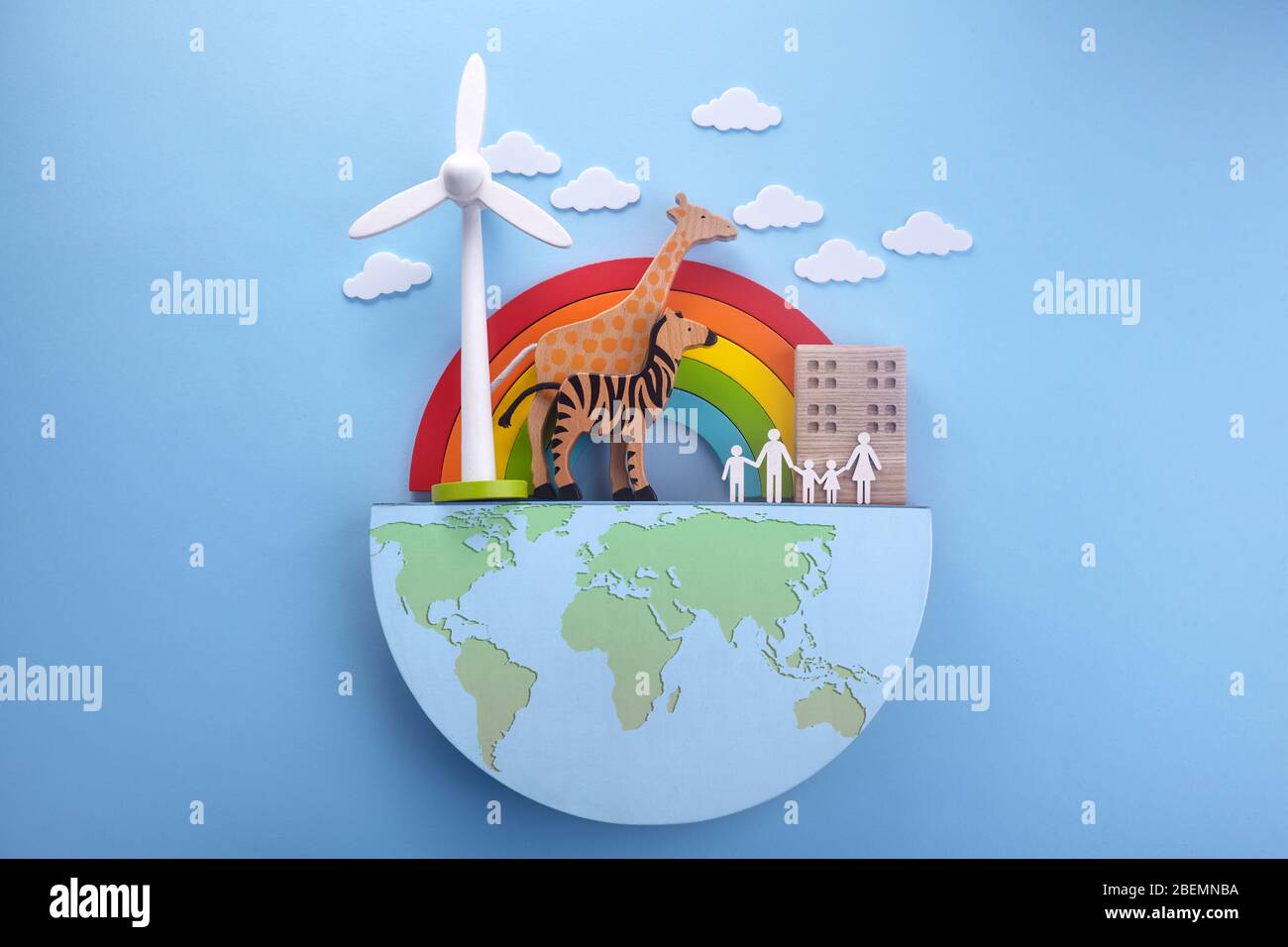 Bannière plate avec jour vert de terre. Concept écologique. Concept de planète Terre sauvée. Banque D'Images