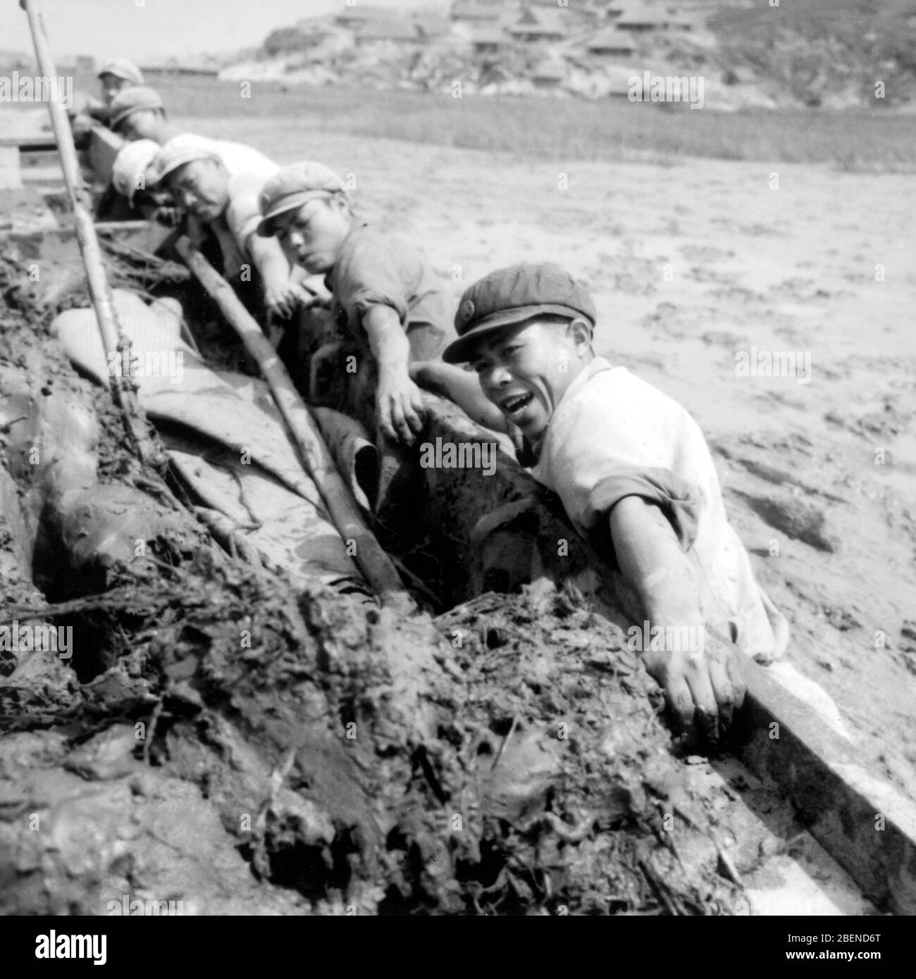 Des soldats de la garnison de Huiyang Guangdong ont installé des fermes autour de la mer sur l'île de Baiteng, à l'extérieur de l'estuaire de la rivière des perles, dans la deuxième moitié de 19 Banque D'Images