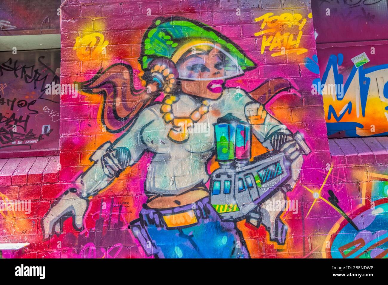 Melbourne graffiti train femme Banque D'Images