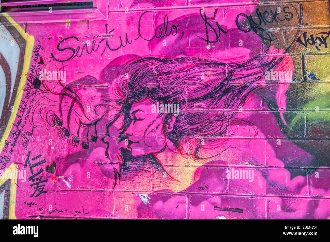 Détail rose graffiti à Melbourne Banque D'Images