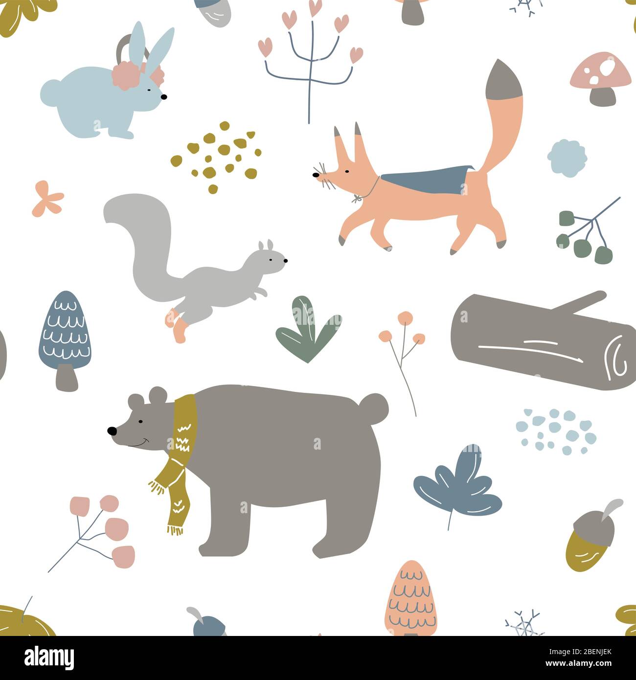 Vector Seamless Kids, Infants ou Children Pattern, Winter Animals dans le thème Forrest Illustration de Vecteur