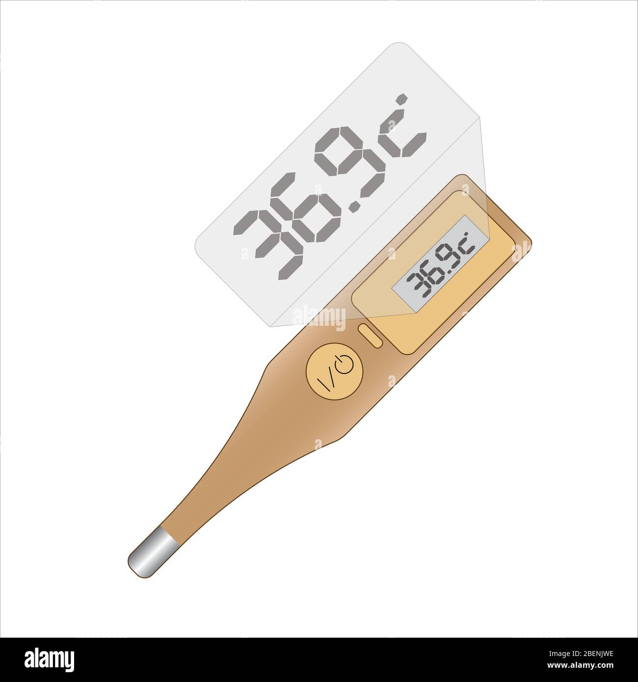 Appareil de mesure de la température ou thermomètre utilisé pour mesurer la température  corporelle afin d'identifier si le virus Covid-19 est gonflé. Motif dessin  animé Photo Stock - Alamy