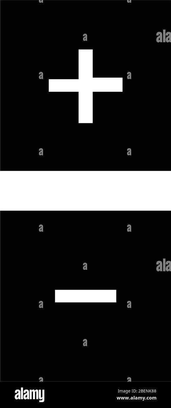 Boutons carrés plus et moins. Bouton Zoom, niveau haut et bas. Illustration vectorielle de stock isolée sur fond blanc. Illustration de Vecteur