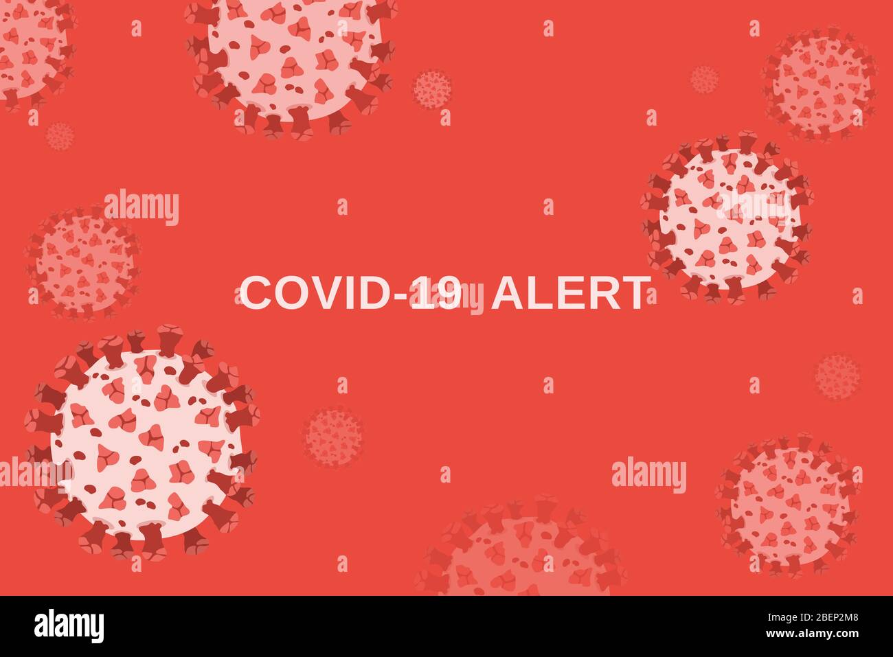 COVID-19 TEXTE D'ALERTE sur fond orange coloré avec des paticles de Coronavirus Illustration de Vecteur