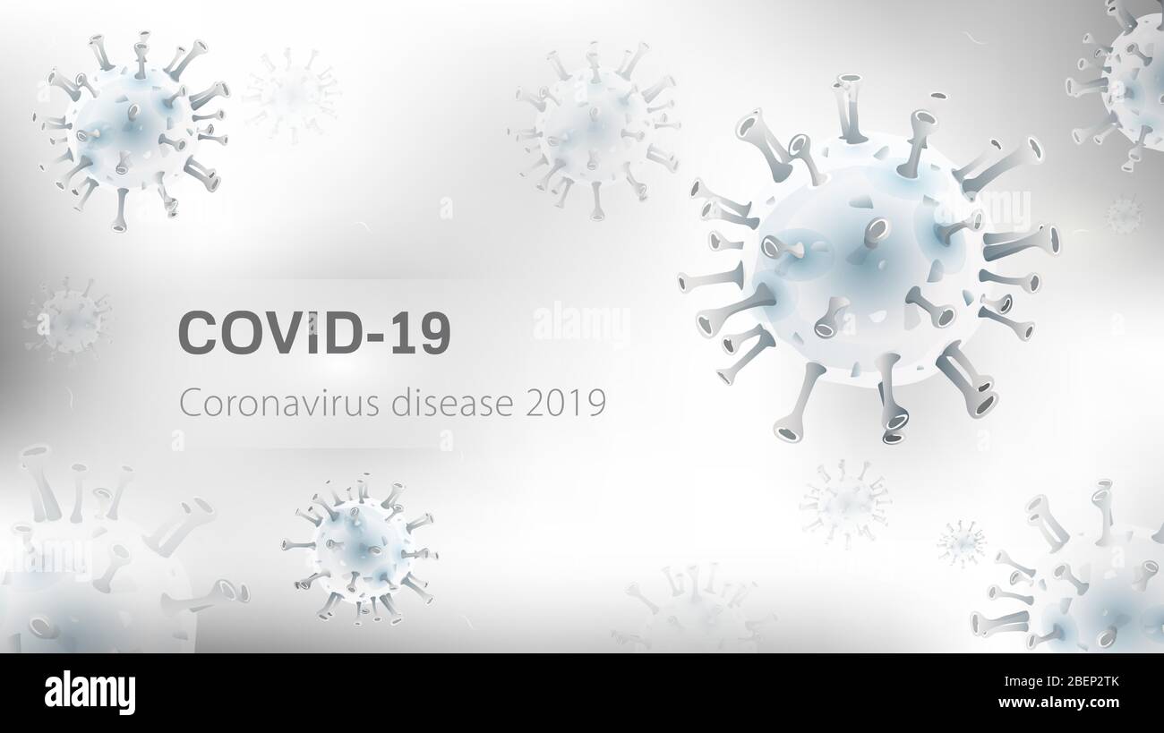 Fond blanc COVID-19 avec particules de virus et espace pour le texte Illustration de Vecteur