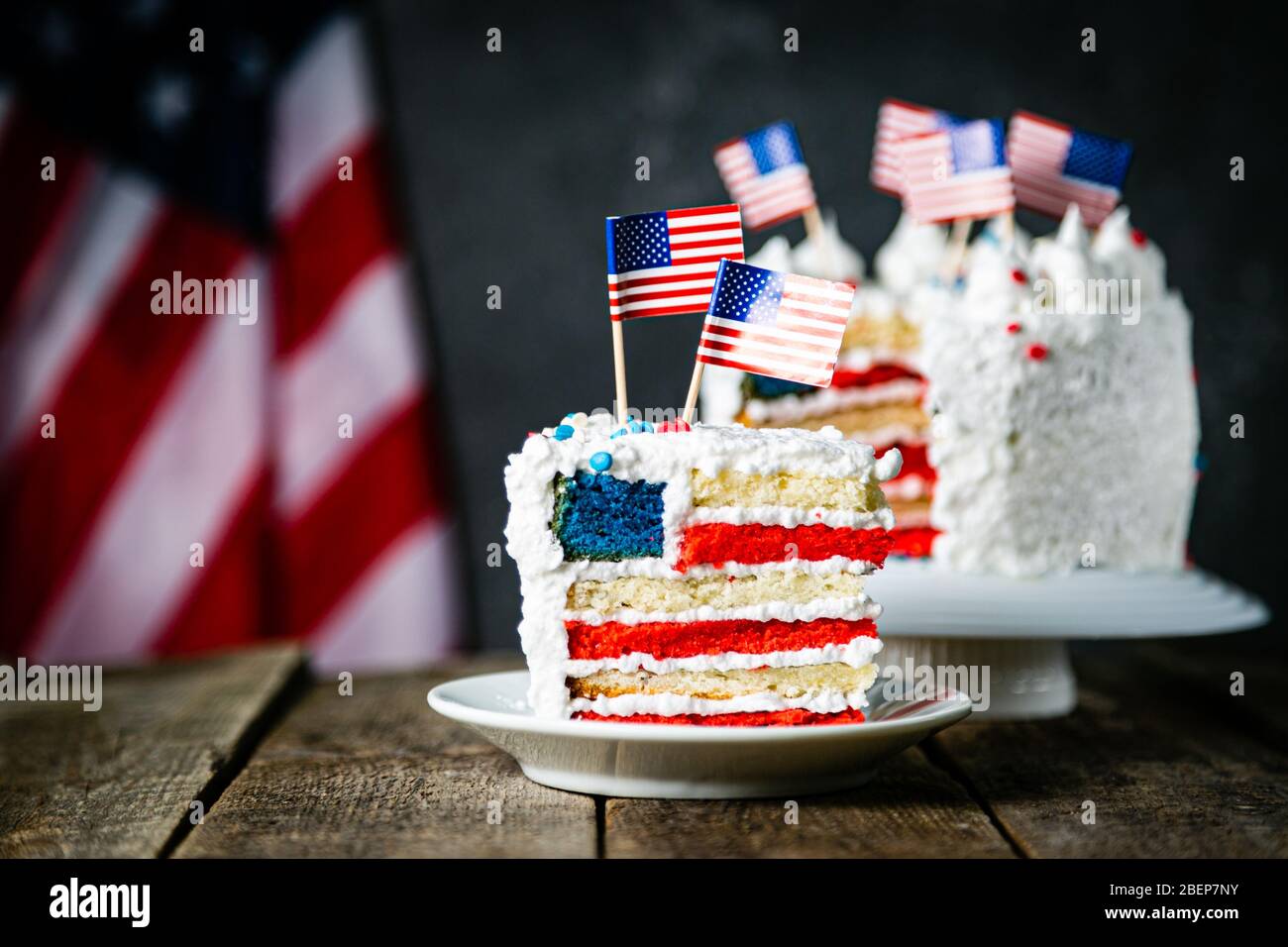 American National Holidays Concept 4 Juillet Memorial Day La Fete Du Travail Gateau De Couches Spounge En Couleurs Du Drapeau Usa Photo Stock Alamy