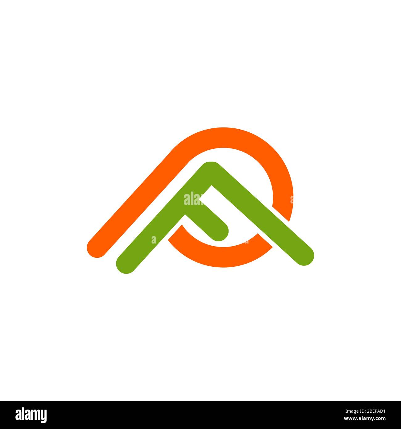 Logo P F avec illustrations de concept graphiques de couleurs orange vertes Illustration de Vecteur