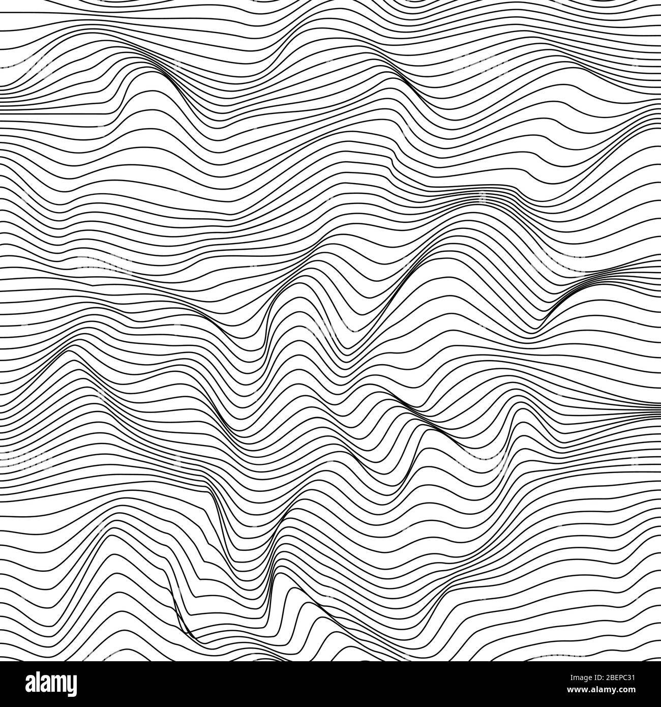 Surface rippée dynamique abstraite. Bandes ondulées filaires noires et blanches. SPE 10 Illustration de Vecteur