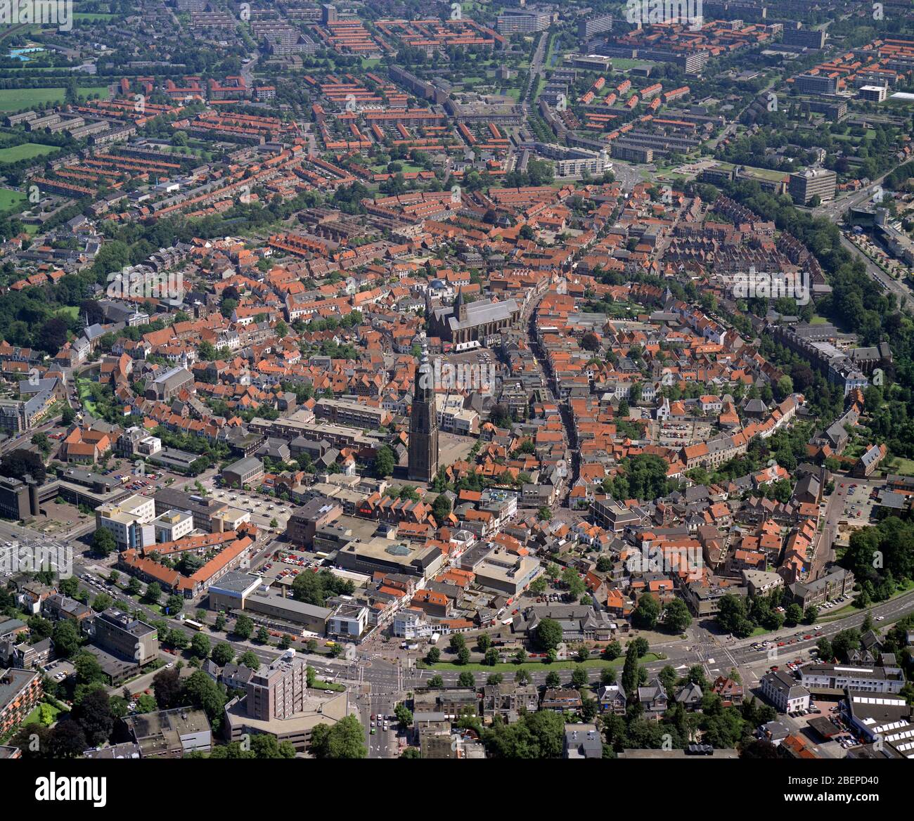 Amersfoort, Hollande, 11 juillet - 1990: Photo aérienne historique de la ville Amersfoort, ville et municipalité dans la province d'Utrecht Banque D'Images