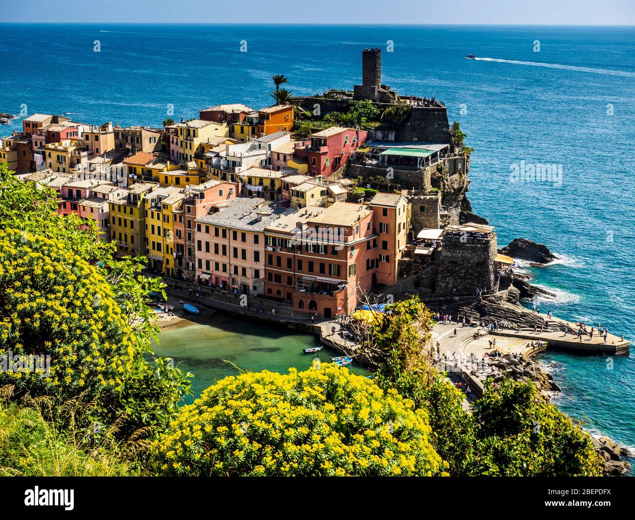 Magnifique panorama du parc national de Cinque Terre en Ligurie, Italie. Banque D'Images