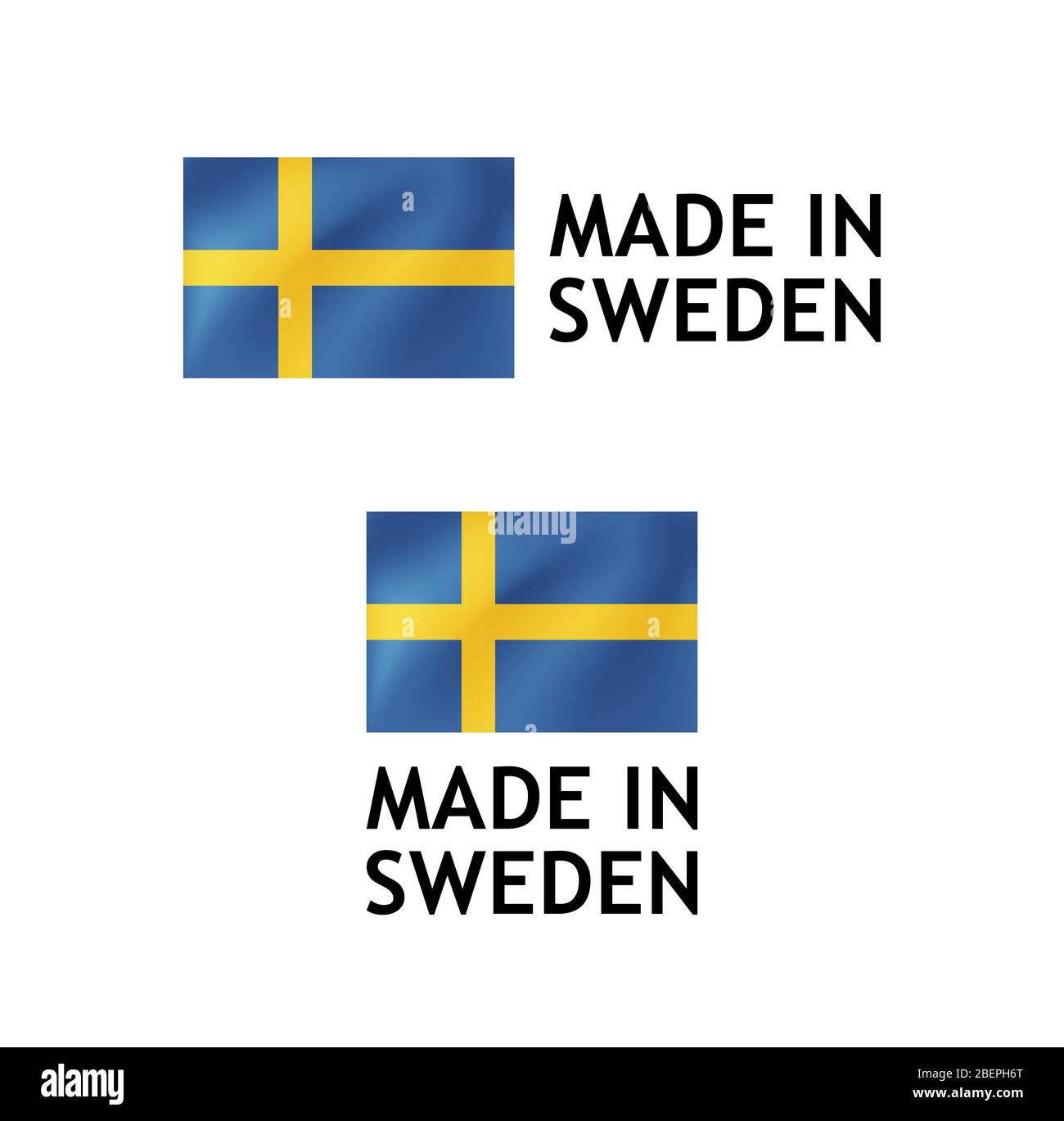 Fabriqué en Suède Label, modèle de balise vectorielle avec drapeau suédois isolé sur blanc. Illustration de Vecteur