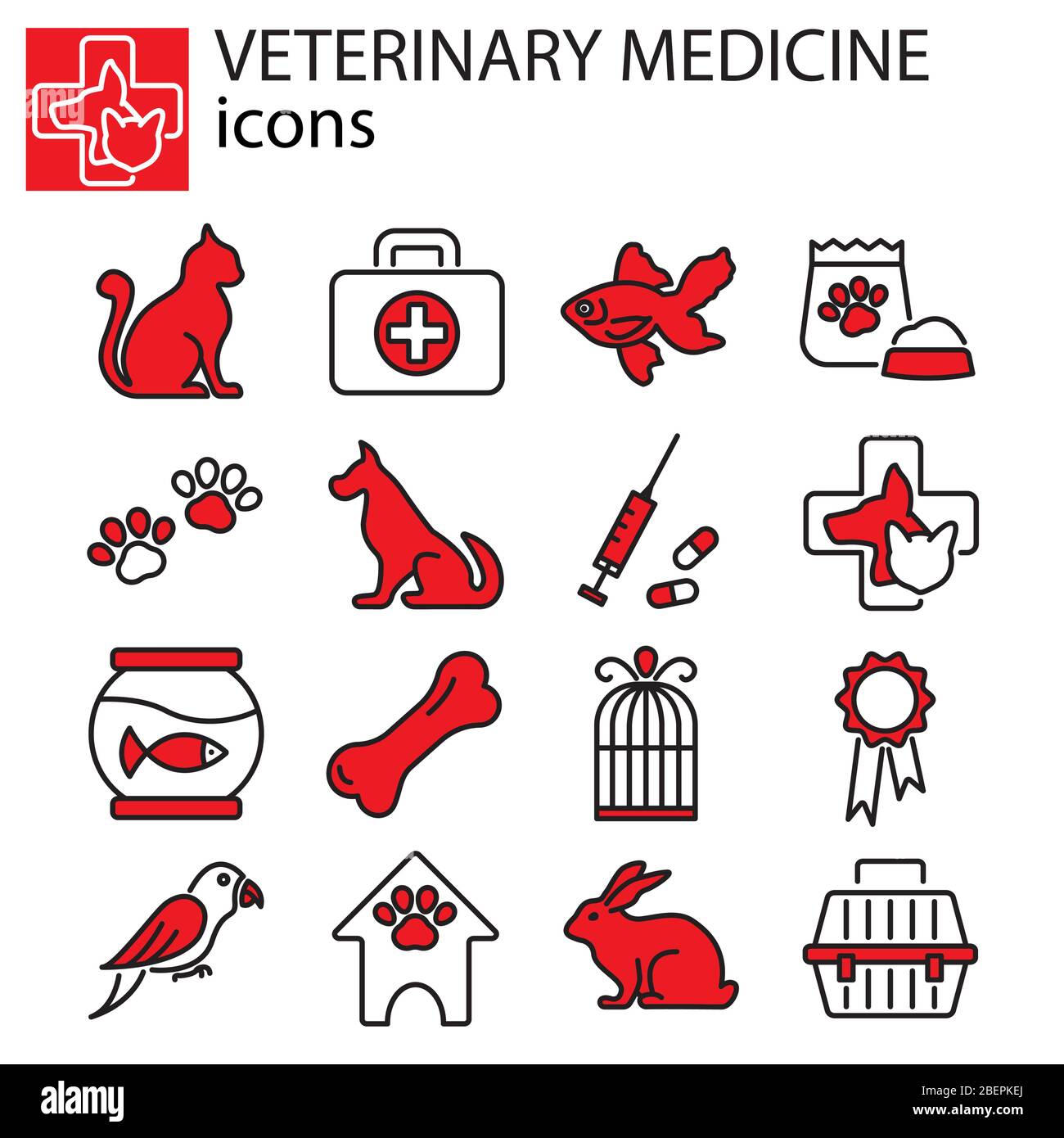 Jeu d'icônes Web - médecine vétérinaire Illustration de Vecteur