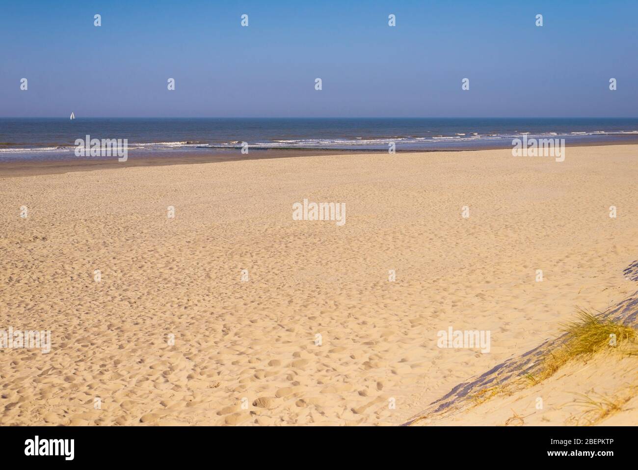 Plage et mer vides en été. Banque D'Images