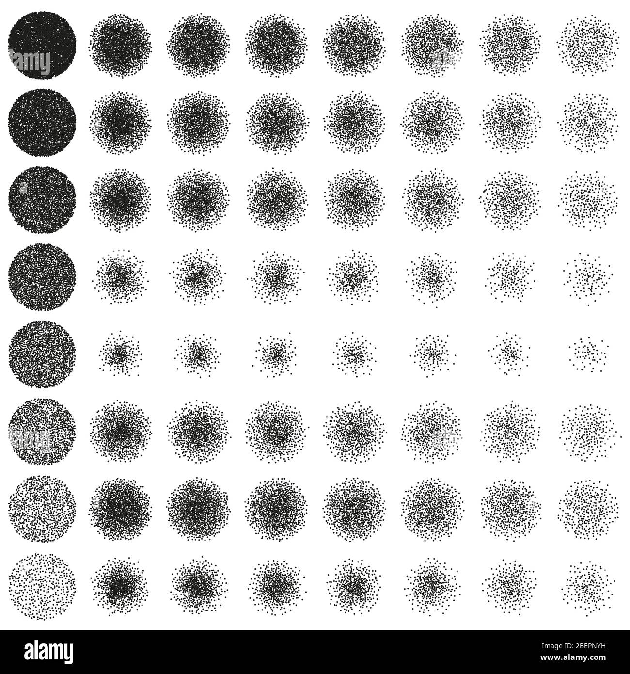 Ensemble d'objets à crépi ronds. Pinceaux rétro à gravure de travail à la grenure noir et blanc. SPE 10 Illustration de Vecteur