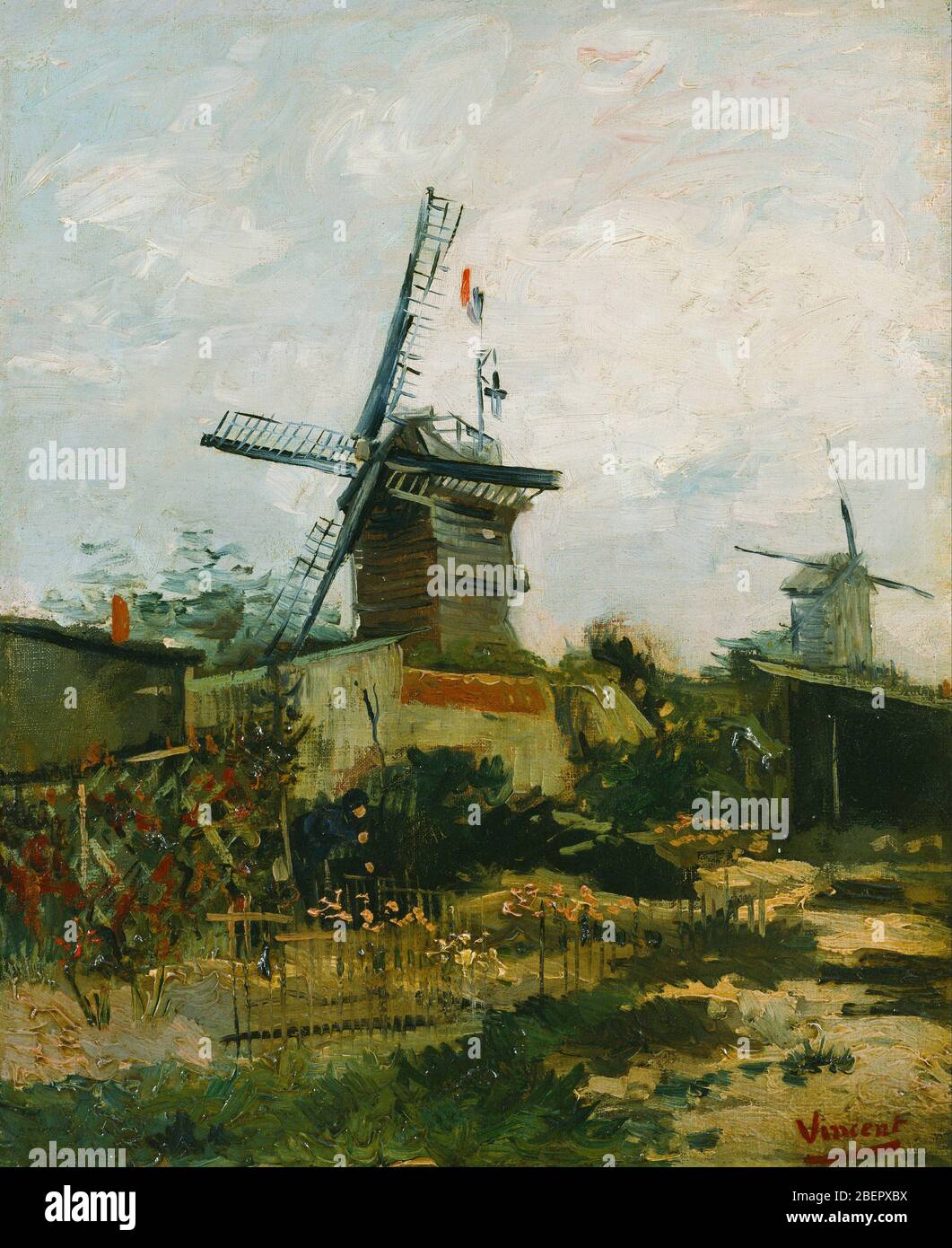 Les moulins à vent de V.Van Gogh 1886. Musée d'art Bridgestone, Tokyo Banque D'Images Les moulins à vent de V.Van Gogh 1886. Musée d'art Bridgestone, Tokyo Banque D'Images