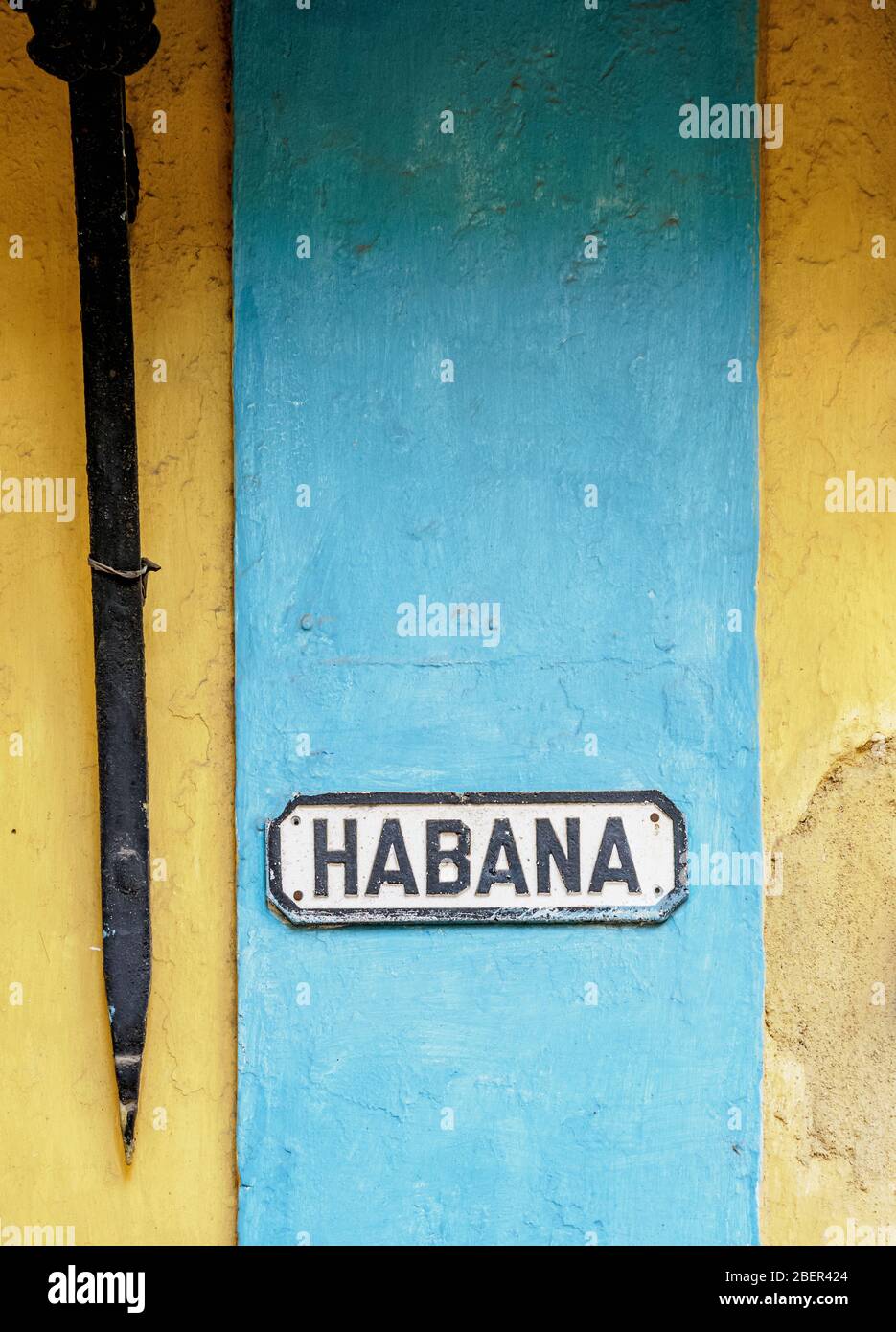 Calle Habana Sign, la Habana Vieja, la Havane, la province de la Habana, Cuba Banque D'Images